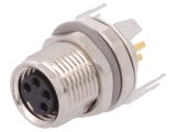 Conector M8 mamă 4 pini, drept, ecranat, IP67, soclu