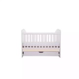 Cumpara ieftin Patut Eurogloria Como cu sertar - Alb cu Bej + Saltea cocos confort 120 x 60 x 12 cm