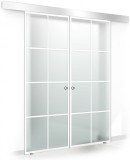 Usa culisanta Boss &reg; Duo model Residence alb, 90+90x215 cm, sticla mata securizata, glisanta in ambele directii