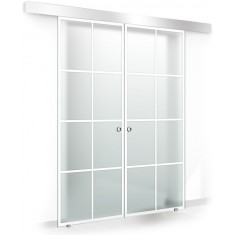 Usa culisanta Boss &reg; Duo model Residence alb, 60+60x215 cm, sticla mata securizata, glisanta in ambele directii