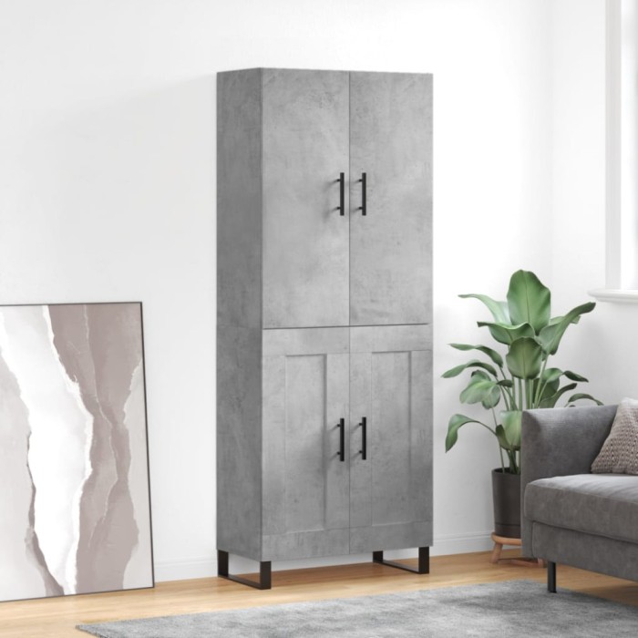 Dulap &icirc;nalt, gri beton, 69,5x34x180, lemn compozit