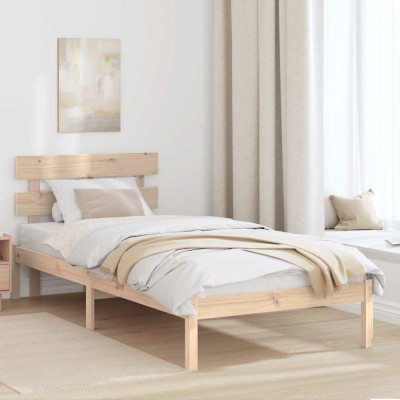 vidaXL Cadru de pat cu headboard Maro 80 x 200 cm Lemn masiv de pin 872134 foto