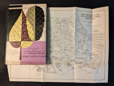 silvicultura rara 1968 ZONAREA PADURILOR si a PRODUCTIEI FORESTIERE din Romania 20 HARTI mari 86 pag Tiraj f. mic 800 exemplare CARTONATA 24,5x17cm foto