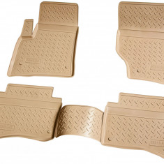 Set de 4 covorase bej cauciuc 3D stil tavita premium pentru VW Touareg I 7L 2002-2010