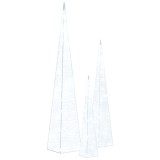 Cumpara ieftin Set conuri decorative cu LED-uri, alb rece, 30/45/60 cm, acril