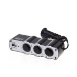 Splitter priza auto cu cablu FOXMAG24&reg;, 3 x soclu bricheta si 1 USB, negru