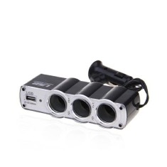 Splitter priza auto cu cablu FOXMAG24&reg;, 3 x soclu bricheta si 1 USB, negru
