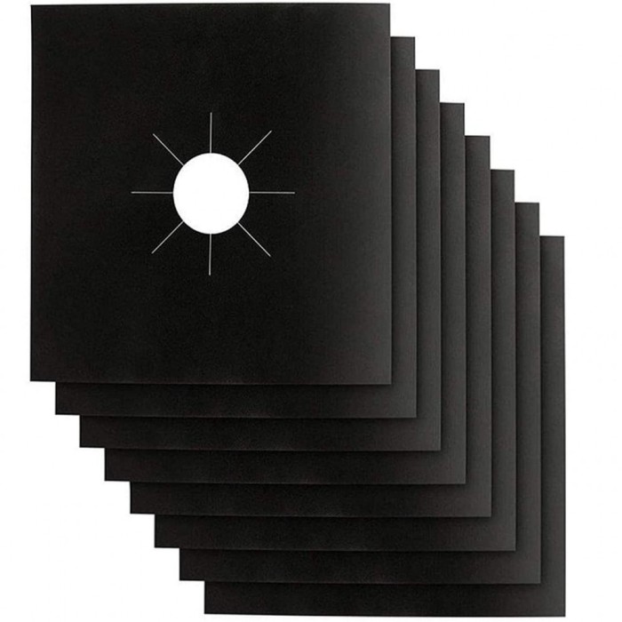 Set 8 folii de protectie pentru aragaz, 27x27 cm, Negru