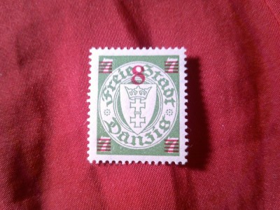 Timbru Danzig 1934 taxe , supratipar 8pf/7pf foto