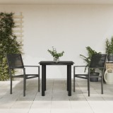 VidaXL Set mobilier de grădină, 3 piese, negru, textilenă și oțel