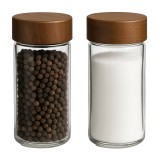Set 2 recipiente din sticla Pufo pentru sare, piper sau condimente, 10 cm