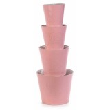 Cumpara ieftin Set 4 ghivece piele ecologica roz 19x16 cm, 15x14 cm, 13x12 cm, 10x10.5 cm