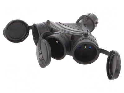 Splitter de putere 3 prize 16A negru foto