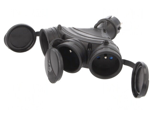 Splitter de putere 3 prize 16A negru