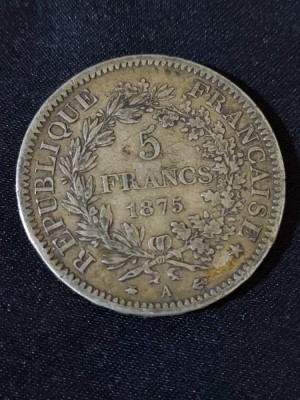 Franța 1875 A - 5 Franci - Monedă de argint #9 foto