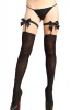 Ciorapi 3/4 Dama Sexy cu Jartiere si Fundite, Negri, Marime Universala S-L, Material Fin, Accesorizati