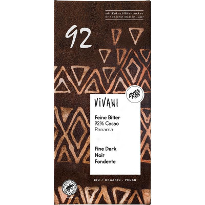 Ciocolata Amaruie 92% Cacao si Zahar de Cocos Vegana Bio 80 grame Vivani foto