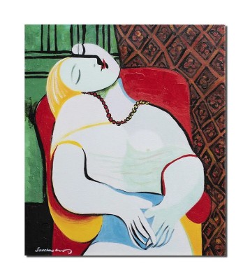 Tablou celebru portret Visul, The dream pictat manual, 60x50cm ulei pe panza, reproducere Pablo Picasso foto