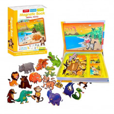 Carte magnetica cu puzzle animale, joc educativ si interactiv