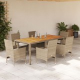 vidaXL Set mobilier grădină cu perne 7 piese bej poliratan/lemn acacia 3278685