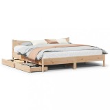 VidaXL Cadru de pat cu sertare, 200x200 cm, lemn masiv pin