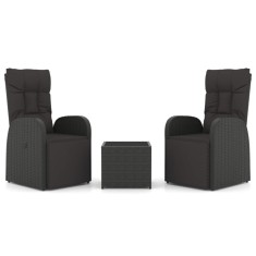 Set sezlonguri gradina, 3 piese, negru, poliratan&amp;amp;otel GartenMobel Dekor foto