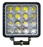 Proiector LED Auto Offroad 4D cu Angel Eyes 48W/12V-24V, 3520 Lumeni, Patrat, Spot Beam 30 Grade