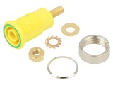 Conector banană 4mm soclu 32A galben-verde