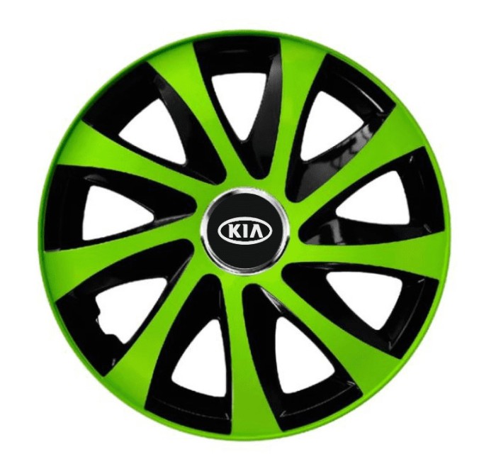Set 4 Capace Roti pentru Kia, model Extra Drift Green &amp; Black, R13