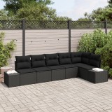 Gossi set de canapea de gradina cu 6 piese si perne, negru, ratan poli