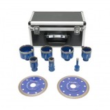 Set 7 carote diamantate 10-68mm, filet interior M14 + 2 discuri 115, 125mm pentru placi ceramice, marmura, granit Breckner Germany