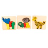 Set 3 ​Puzzle din lemn - Animalute, 7Toys