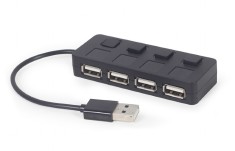 HUB extern GEMBIRD, porturi USB: USB 2.0 x 4, conectare prin USB, cu on/off, cablu 0.15 m, negru, &amp;quot;UHB-CM-U3P4-01&amp;quot; (timbru verde 0.8 lei) - 8716309124 foto
