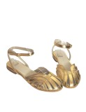 Sandale din piele naturala cu bareta pe glezna Sena Gold