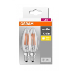 Set Becuri LED Osram, 4 W, 2700 K, 470 Lumeni, 220 V, E14, 10000 ore, A++, 2 bucati foto