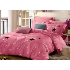 Lenjerie de pat pentru o persoana cu husa de perna dreptunghiulara, Young, bumbac mercerizat, multicolor