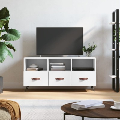 Gossi dulap tv, alb, 102x36x50 cm, lemn prelucrat foto