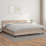 vidaXL Pat continental cu saltea, cappuccino, 200x200 cm, piele eco 3141148