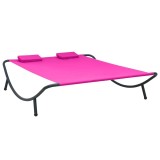 Cumpara ieftin Pat sezlong de exterior, roz, material textil