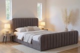 Pat Melinda 160x200 Lada de Depozitare Tapitat Catifea Gri (cod ML2202A-04)