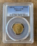 Cumpara ieftin Lot doua monede AUR 20 lei 1883 si 20 lei 1890, Carol I, certificata de PCGS cu gradul AU58