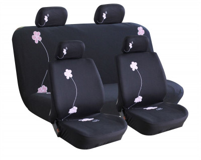 Set huse scaune auto Pink Flower Girl , Fata + Spate compatibile cu modelele cu Airbag in scaune foto