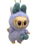 Breloc de plus LaBubu mov pufos cu fundita si gentuta colorata