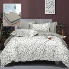 Lenjerie pat dublu,bumbac satinat,6 piese,cearceaf normal 230x250cm, cearceaf pilota 200x230cm, 2 fete de perna 50x70, 2 fete de perna 70x70-LEC16