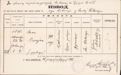 HST A1013 Extras registru biserică 1895 Chichinda Mare limba s&amp;acirc;rbă foto