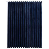 Draperie opaca, albastru inchis, 290x245cm, catifea, cu carlige