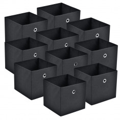 [en.casa]? Set 10 bucati cutii pliabile pentru depozitare, 28 x 30 x 30 cm, poliester (material netesut), negru HausGarden Leisure foto