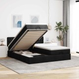 Cumpara ieftin Cadru de pat otoman cu saltele, material negru 180x200cm