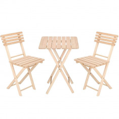 Set mobilier gradina, terasa, balcon, pliabil, lemn, 1 masa, 2 scaune, Springos foto