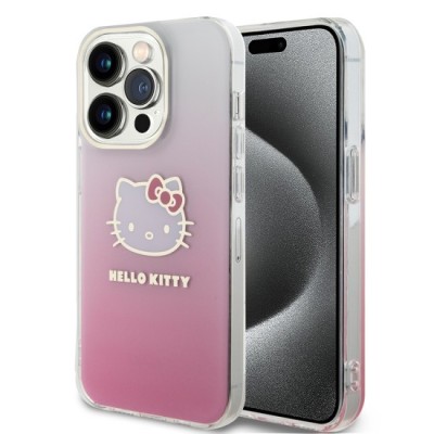 Husa pentru iPhone 15 Pro - Hello Kitty Hardcase IML Gradient Electrop Kitty Head (HKHCP15LHDGKEP) - Pink foto
